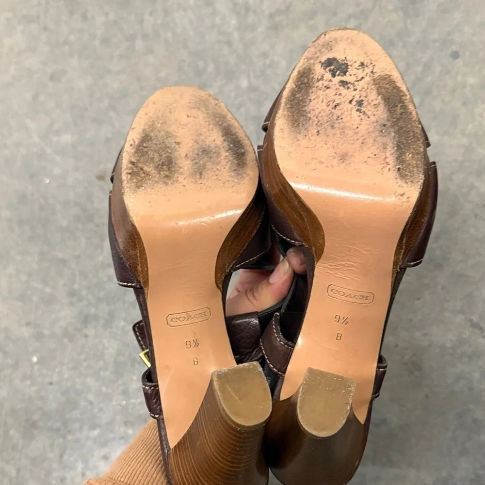 Coach Dark Brown Leather Sandals